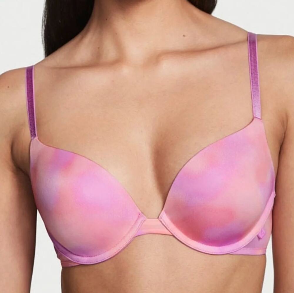 Victoria's Secret Lined Demi Bra 38C Pink Purple Tie Dye NWT Underwire Padded